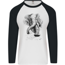 An Abstract Elephant Environment Mens L/S Baseball T-Shirt White/Black