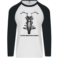 Lifer Behind Bars Motorcycle Motorbike Mens L/S Baseball T-Shirt White/Black