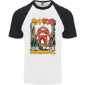 Christmas Destructive Santa Japan Anime Xmas Mens S/S Baseball T-Shirt White/Black