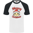 Christmas Cat Meowy Funny Christmas Mens S/S Baseball T-Shirt White/Black