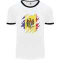 Torn Moldova Flag Moldovan Day Football Mens Ringer T-Shirt White/Black