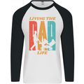 Fathers Day Living the Dad Life Twins Funny Mens L/S Baseball T-Shirt White/Black