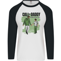 Call of Daddy Funny Parody Father's Day Dad Mens L/S Baseball T-Shirt White/Black