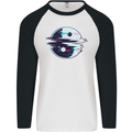 Yin Yang Glitch Yoga Meditation SCI-FI MMA Mens L/S Baseball T-Shirt White/Black