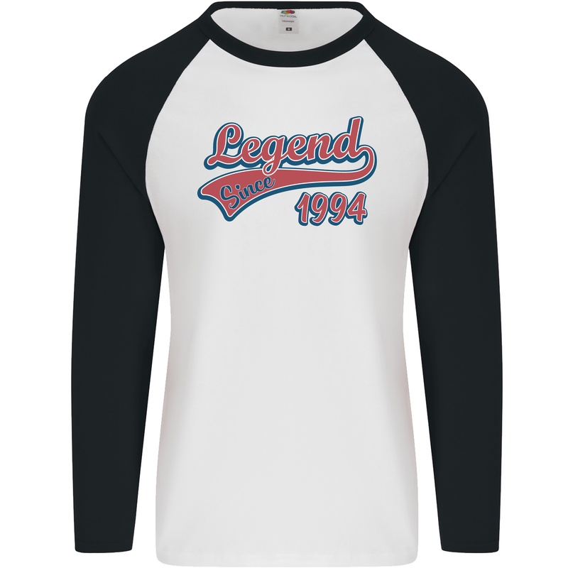 Legend Since 29th Birthday 1994 Mens L/S Baseball T-Shirt White/Black