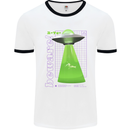 Alien Abducted Cow UFO Farmer Farming Mens Ringer T-Shirt White/Black
