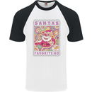 Santa's Favourite HO Funny Hippy Trippy Christmas Mens S/S Baseball T-Shirt White/Black