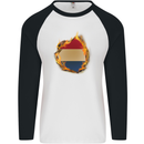 The Dutch Flag Fire Effect Holland Mens L/S Baseball T-Shirt White/Black