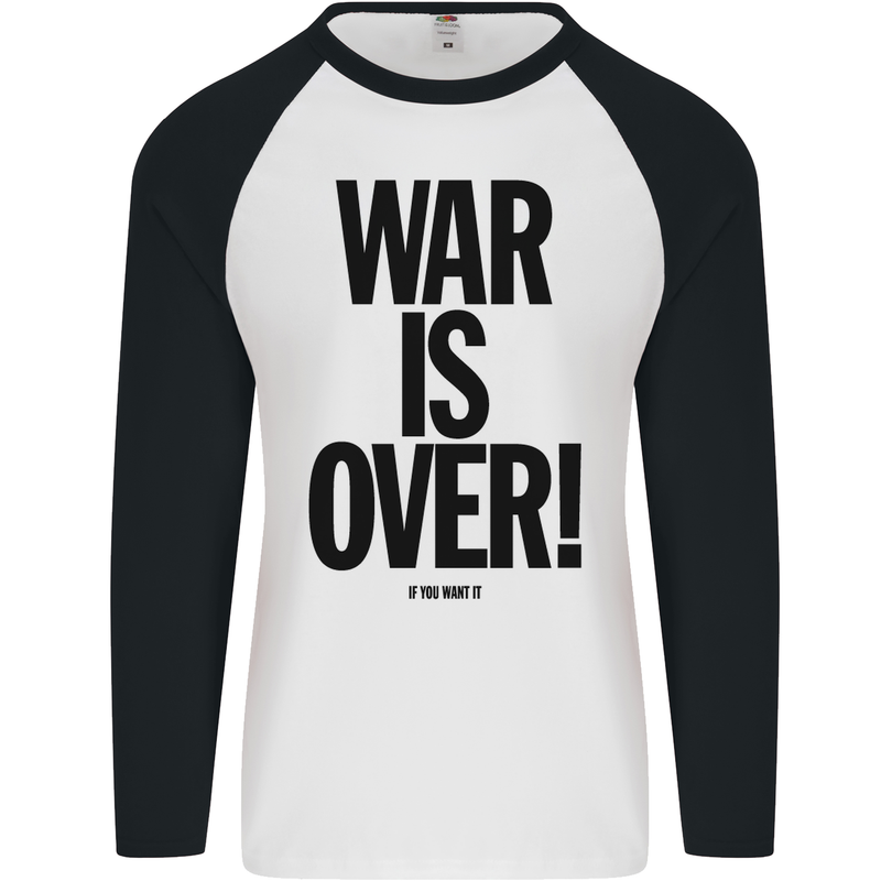 War Is Over if You Want It John Lennon Mens L/S Baseball T-Shirt White/Black