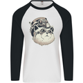 Steampunk Cat Mens L/S Baseball T-Shirt White/Black