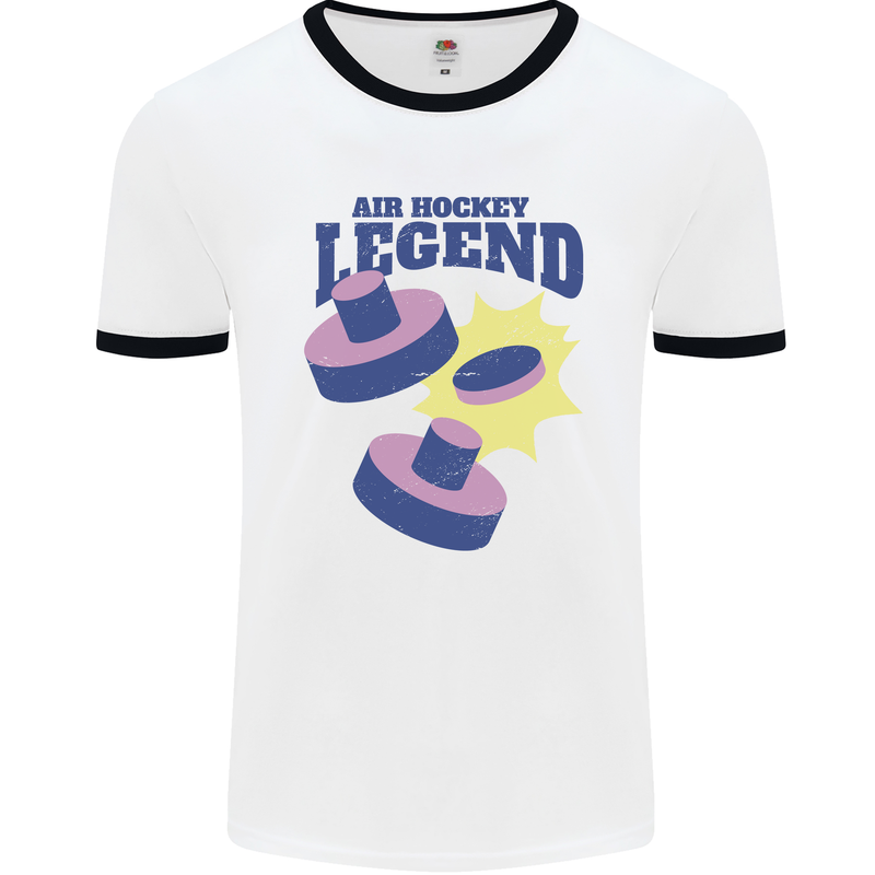 Air Hockey Legend Funny Mens Ringer T-Shirt White/Black