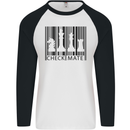 Chess Barcode Player Mens L/S Baseball T-Shirt White/Black