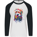 Ferret Watercolour Mens L/S Baseball T-Shirt White/Black