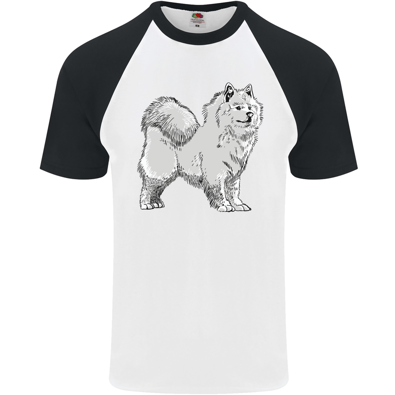 A Samoyed Dog Mens S/S Baseball T-Shirt White/Black