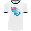 Curled Fiji Flag Fijian Day Football Mens Ringer T-Shirt White/Black