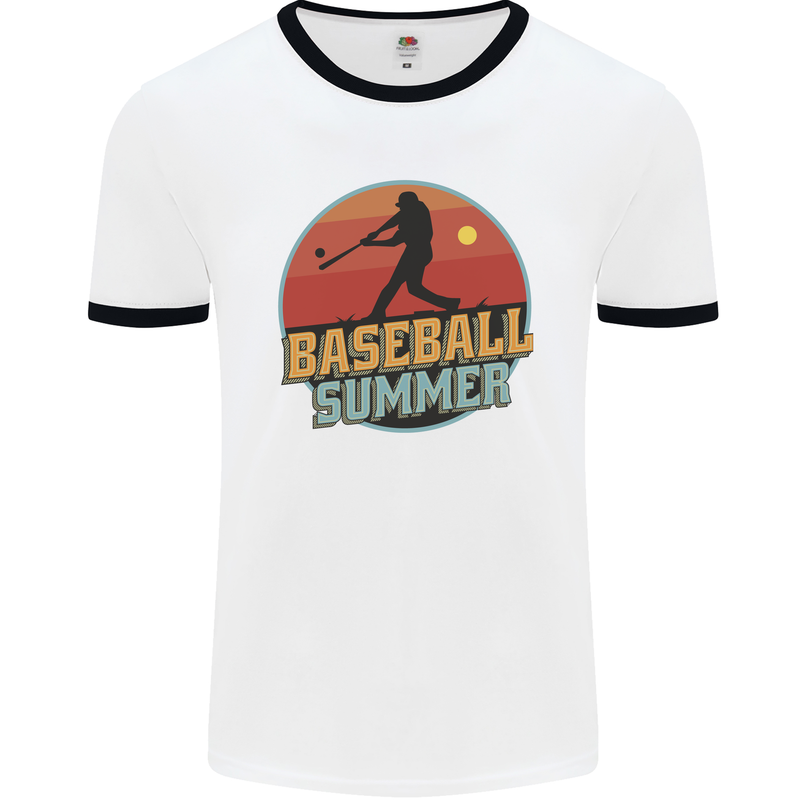 Baseball Summer Mens Ringer T-Shirt White/Black