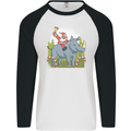 A Christmas Rhino With Santa Xmas Mens L/S Baseball T-Shirt White/Black