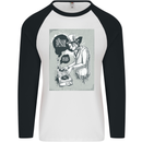 Steampunk Music Event Mens L/S Baseball T-Shirt White/Black