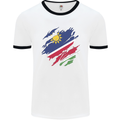 Torn Namibia Flag Namibian Day Football Mens Ringer T-Shirt White/Black