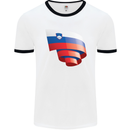 Curled Slovenia Flag Slovenian Day Football Mens Ringer T-Shirt White/Black
