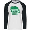 Been Irish for Many Beers St. Patrick's Day Mens L/S Baseball T-Shirt White/Black