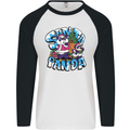 Funny Christmas Santa Panda Mens L/S Baseball T-Shirt White/Black