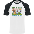 Dogs God is Great Christian Christianity Jesus Mens S/S Baseball T-Shirt White/Black