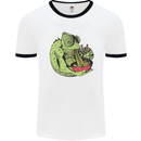 A Chameleon Eating Ramen Mens Ringer T-Shirt White/Black