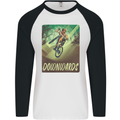 Downhill Mountain Biking DH Cycling Bicycle Mens L/S Baseball T-Shirt White/Black