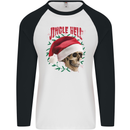 Jingle Hell Funny Christmas Skull Xmas Mens L/S Baseball T-Shirt White/Black
