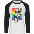 LGBT Cat Gay Pride Day Awareness Mens L/S Baseball T-Shirt White/Black