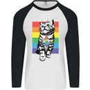 LGBT Cat Gay Pride Day Awareness Mens L/S Baseball T-Shirt White/Black