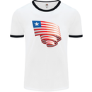Curled Liberia Flag Liberian Day Football Mens Ringer T-Shirt White/Black
