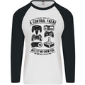 Control Freak Funny Gaming Gamer Mens L/S Baseball T-Shirt White/Black