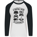 Control Freak Funny Gaming Gamer Mens L/S Baseball T-Shirt White/Black
