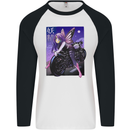 Anime Fairy Biker Japan Motorbike Motorcyle Mens L/S Baseball T-Shirt White/Black