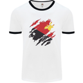 Torn Papua New Guinea Flag Day Football Mens Ringer T-Shirt White/Black