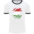 Torn Hungary Flag Hungarian Day Football Mens Ringer T-Shirt White/Black