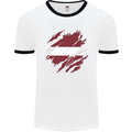 Torn Latvia Flag Latvian Day Football Mens Ringer T-Shirt White/Black