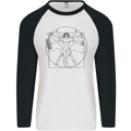 Gaming Vitruvian Gamer Funny Video Games Mens L/S Baseball T-Shirt White/Black