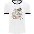 Santa & Llama Sleigh Funny Christmas Xmas Mens Ringer T-Shirt White/Black