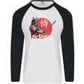 Bushido Samurai Warrior Sword Ronin MMA Mens L/S Baseball T-Shirt White/Black