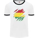 Torn Bolivia Flag Bolivian Day Football Mens Ringer T-Shirt White/Black