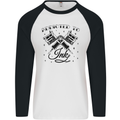 Addicted to Ink Tattoo Artist Tats Mens L/S Baseball T-Shirt White/Black
