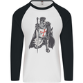 A Nights Templar St. George's Day England Mens L/S Baseball T-Shirt White/Black