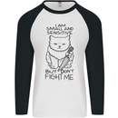 Cat Dont Fight Me Funny Mens L/S Baseball T-Shirt White/Black