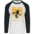 BMX Freestyle Cycling Bicycle Bike Mens L/S Baseball T-Shirt White/Black