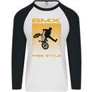 BMX Freestyle Cycling Bicycle Bike Mens L/S Baseball T-Shirt White/Black