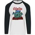 Cathulhu Funny Cat Cthulhu Parody Kraken Mens L/S Baseball T-Shirt White/Black