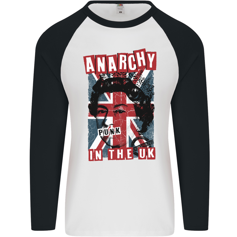 Anarchy in the UK Punk Music Rock Mens L/S Baseball T-Shirt White/Black